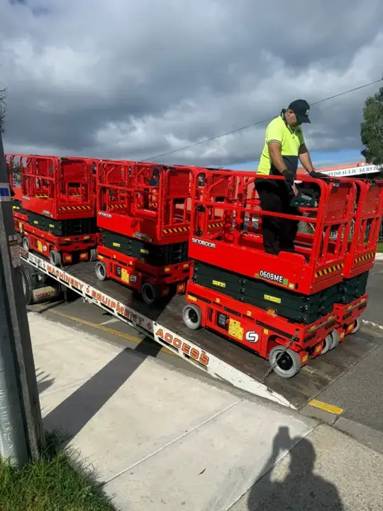Red Sinoboom scissor lift fleet